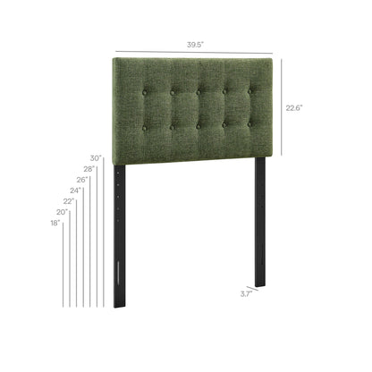 Emily Fabric Upholstered Headboard olive green fabric with tufted buttons by HouseOfZazla on Tampa Home & Garden Store