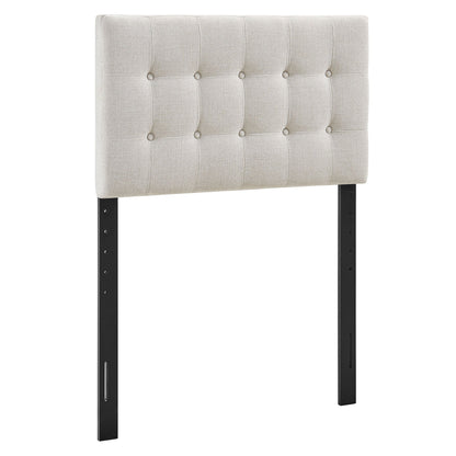 Emily Fabric Upholstered Headboard by Modway, light beige tufted fabric on black metal legs on Tampa Home & Garden Store