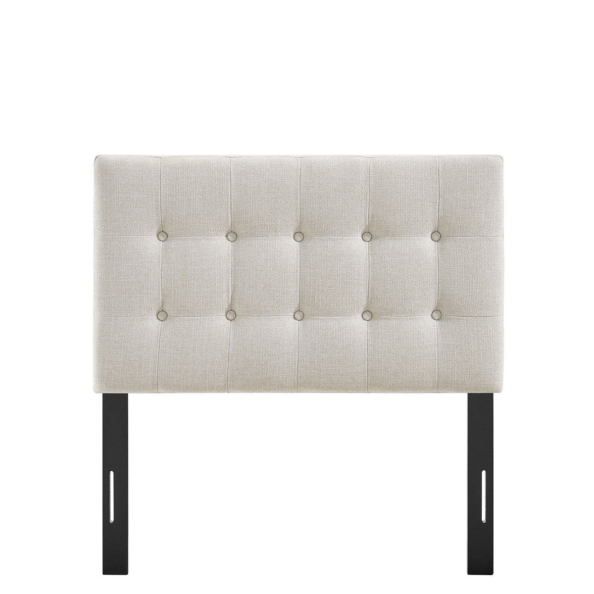 Emily Fabric Headboard by Modway, beige tufted fabric with vertical channels and black legs on Tampa Home & Garden Store