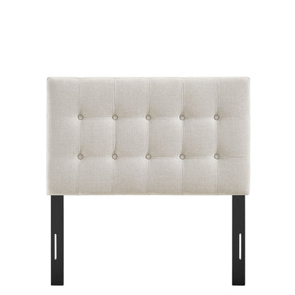 Emily Fabric Headboard by Modway, beige tufted fabric with vertical channels and black legs on Tampa Home & Garden Store