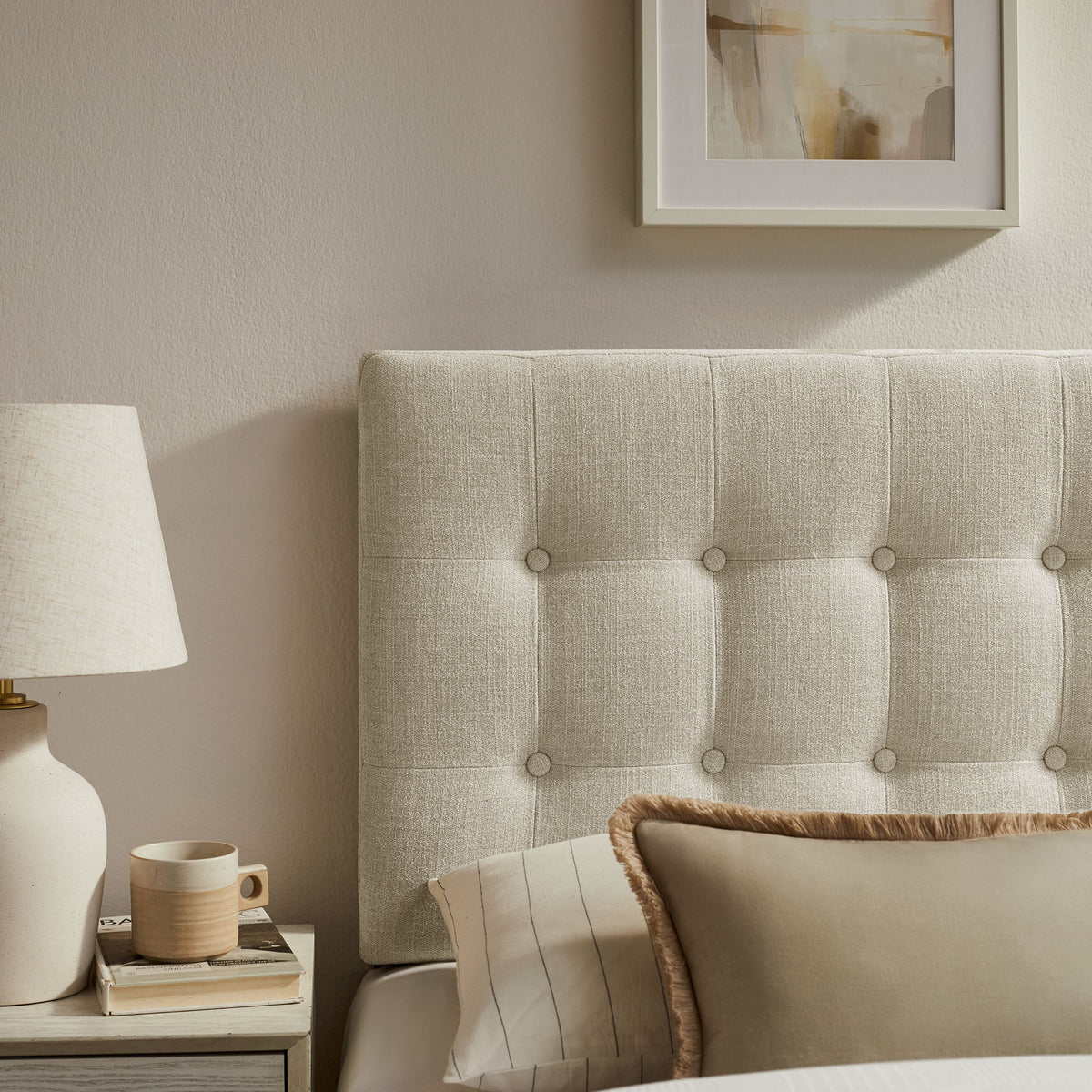 Emily Fabric Upholstered Headboard by Modway in beige tufted fabric on Tampa Home & Garden Store