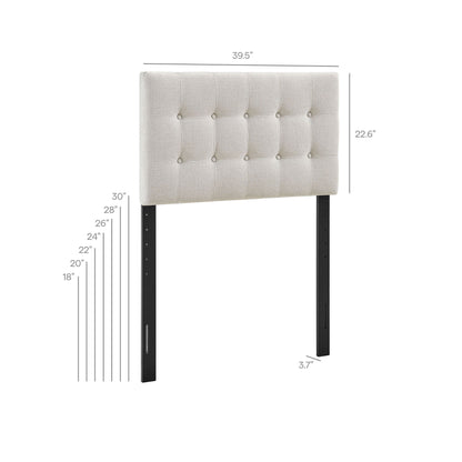 Emily Fabric Headboard by Modway, beige tufted fabric with black metal legs on Tampa Home & Garden Store