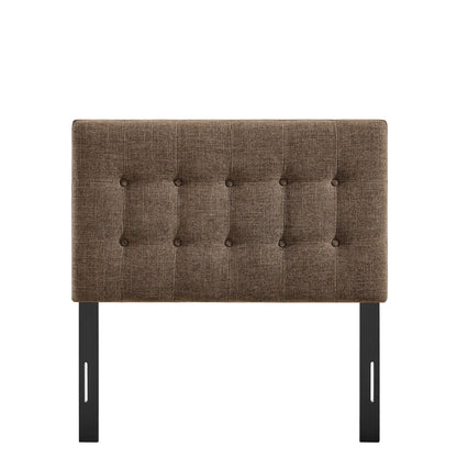 Emily Fabric Upholstered Headboard by HouseOfZazla, brown tufted fabric, metal legs on Tampa Home & Garden Store