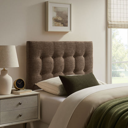 Emily Fabric Upholstered Headboard in taupe-brown fabric with button tufting by Modway on Tampa Home & Garden Store