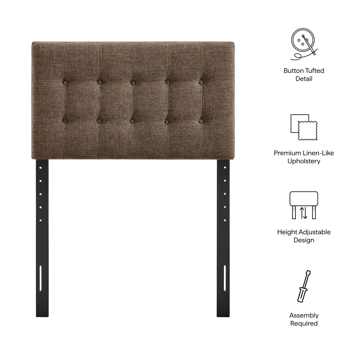 Emily Fabric Upholstered Headboard brown tufted fabric by Modway HouseOfZazla on Tampa Home & Garden Store