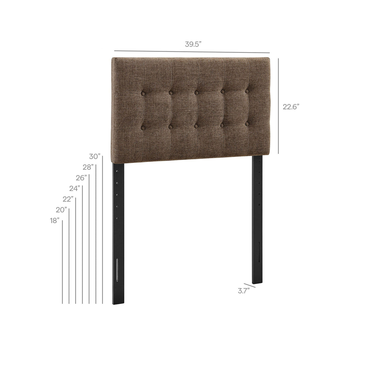 Emily Fabric Upholstered Headboard by Modway, brown tufted fabric, single unit on Tampa Home & Garden Store