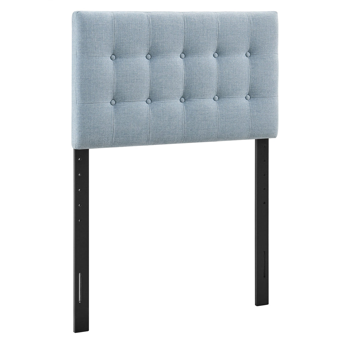 Emily Fabric Upholstered Headboard by Modway in blue with tufted grid, black metal legs on Tampa Home & Garden Store