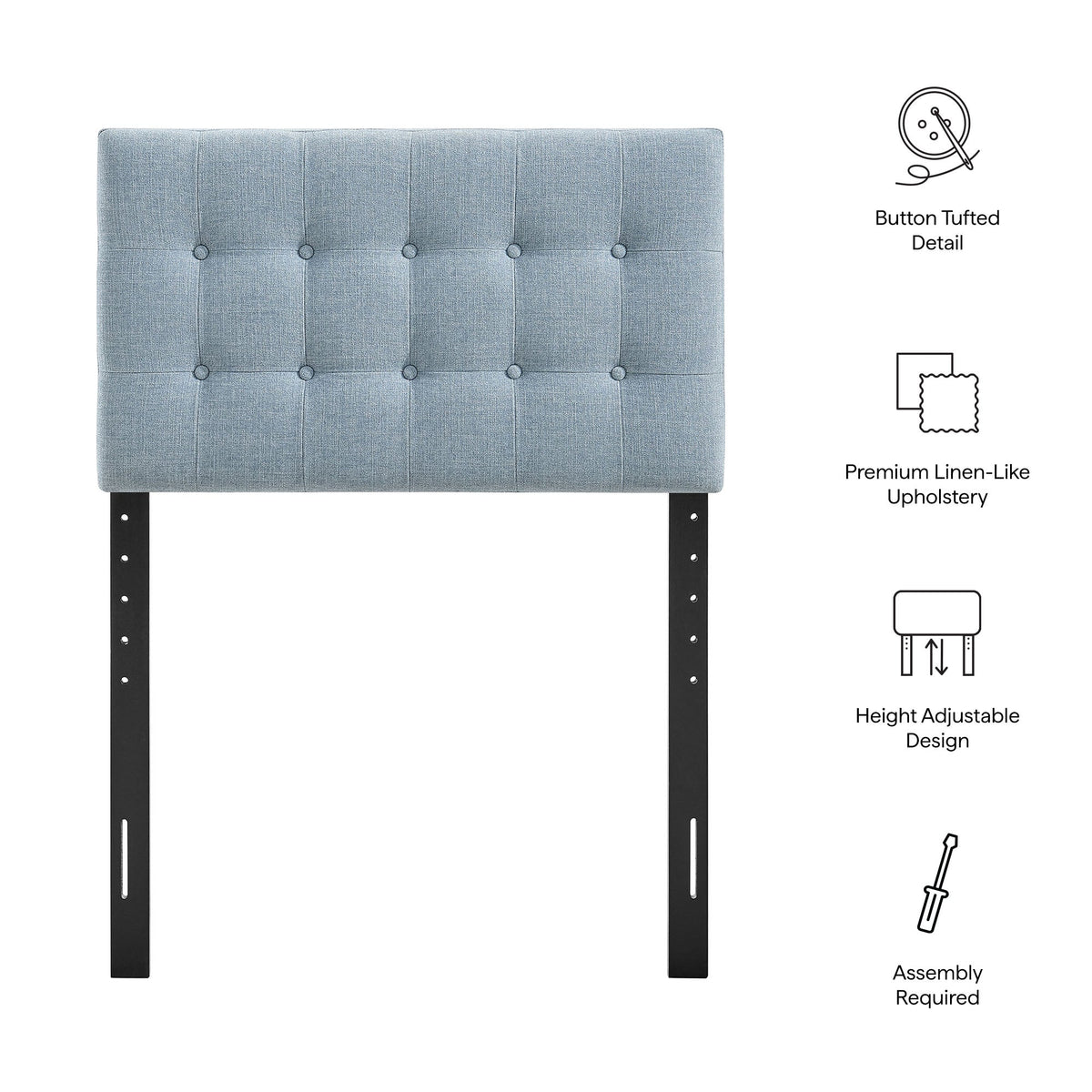 Emily Fabric Upholstered Headboard blue button-tufted fabric by HouseOfZazla on Tampa Home & Garden Store