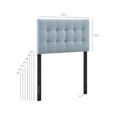 Emily Fabric Upholstered Headboard by Modway, blue-gray tufted fabric with button studs on Tampa Home & Garden Store