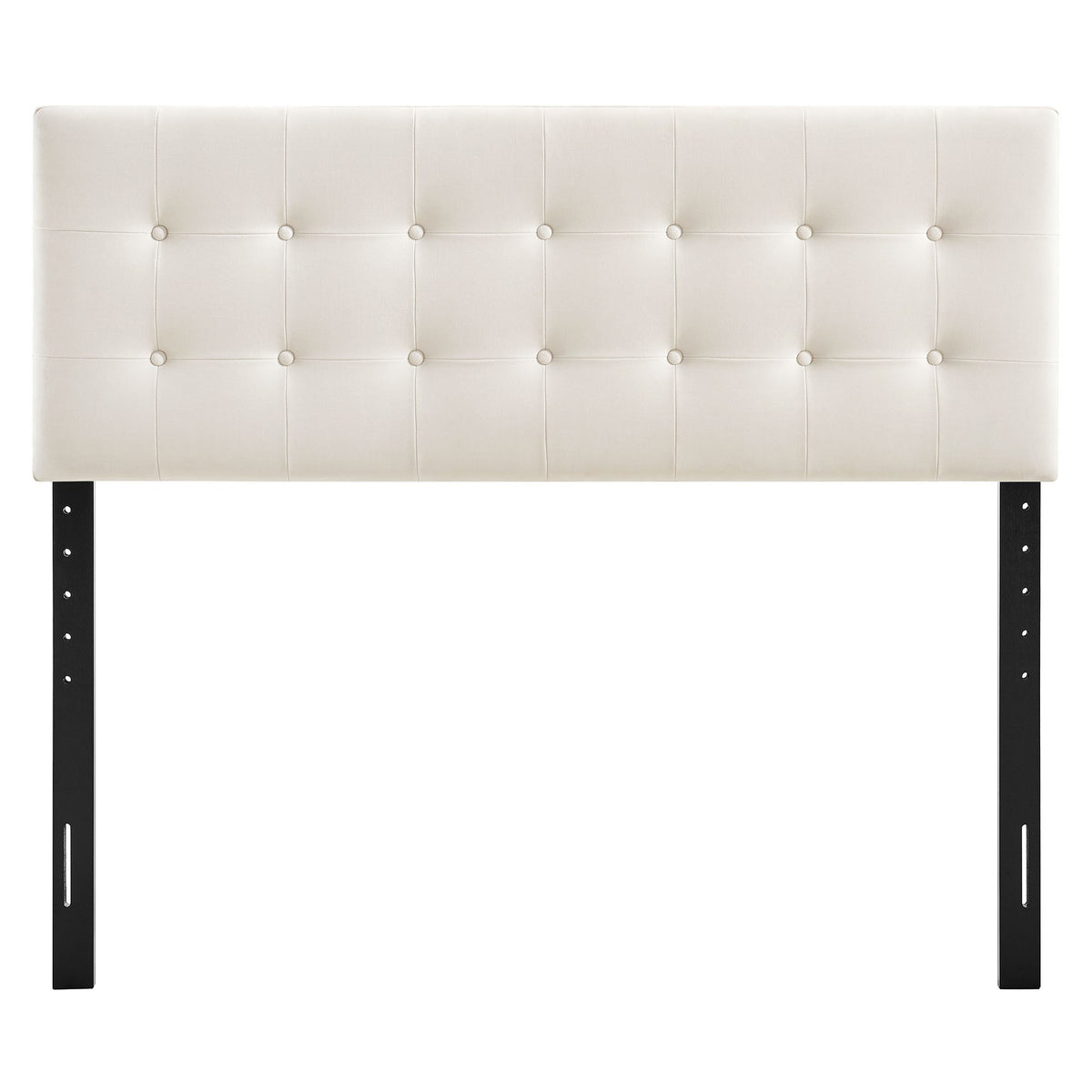 Emily Stain-Resistant Velvet Headboard by Modway, ivory tufted headboard with grid buttons on Tampa Home & Garden Store