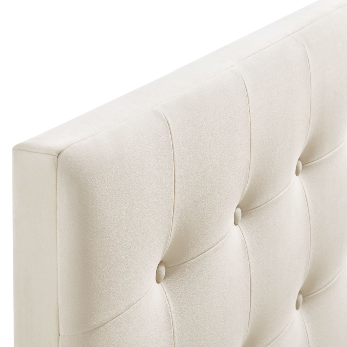 Emily Stain-Resistant Performance Velvet Headboard in ivory with curved tufted panels on Tampa Home & Garden Store