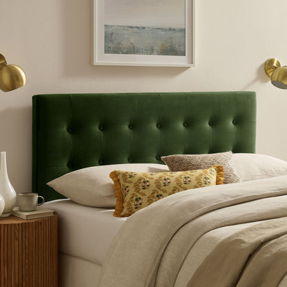 Emily Stain-Resistant Performance Velvet Headboard in emerald green, tufted by Modway on Tampa Home & Garden Store