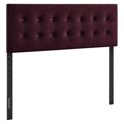 Headboard Emily Stain-Resistant Velvet in burgundy with grid tufting and black legs on Tampa Home & Garden Store