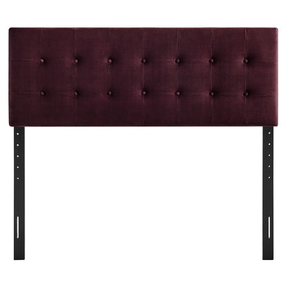 Emily Stain-Resistant Performance Velvet Headboard by Modway, burgundy tufted velvet with button-grid on Tampa Home & Garden Store