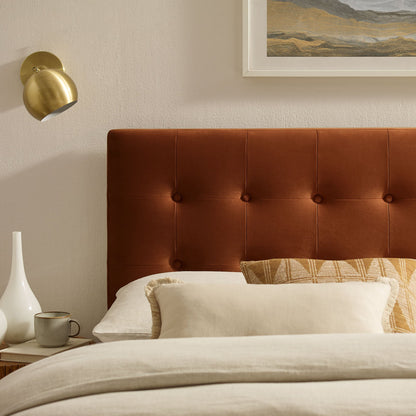 Emily Stain-Resistant Performance Velvet Headboard by Modway, brown tufted panel design on Tampa Home & Garden Store