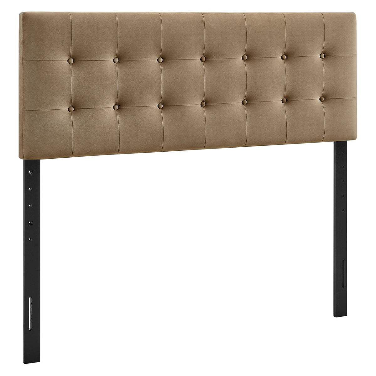 Emily Stain-Resistant Performance Velvet Headboard in taupe, tufted buttons, HouseOfZazla on Tampa Home & Garden Store