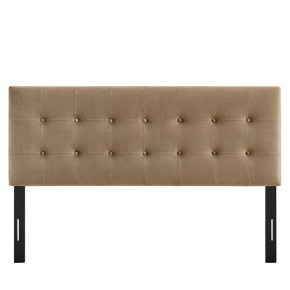Emily Stain-Resistant Perf Velvet Headboard tan tufted grid and black legs by Modway on Tampa Home & Garden Store