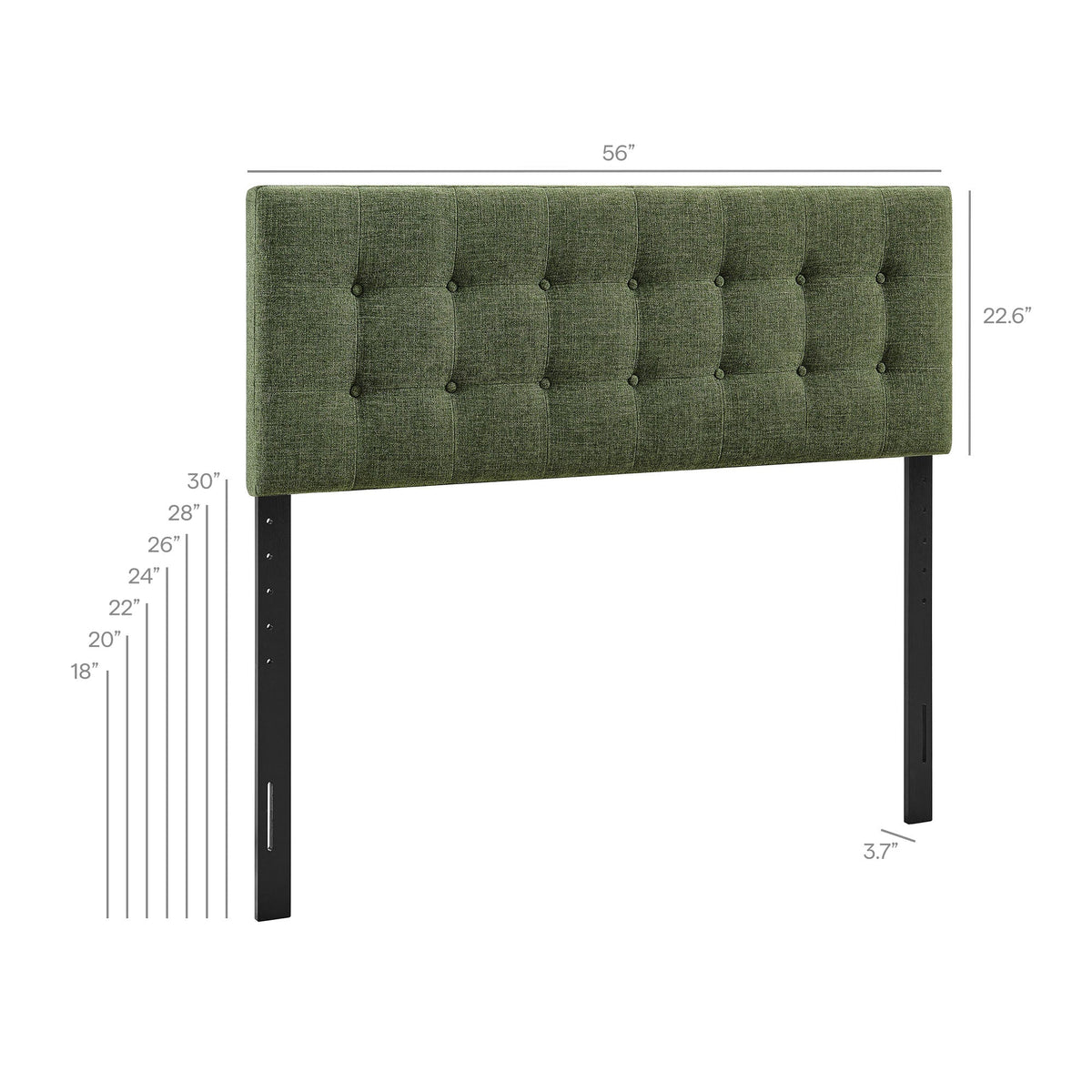Emily Fabric Upholstered Headboard by Modway in green tufted fabric with button panels on Tampa Home & Garden Store