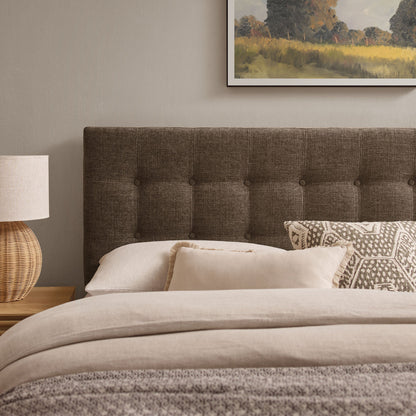 Emily Fabric Upholstered Headboard in warm brown tufted fabric with grid stitching on Tampa Home & Garden Store