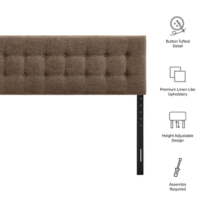 Emily fabric upholstered headboard in brown linen-like fabric with button tufting by Modway on Tampa Home & Garden Store