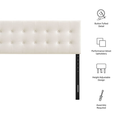 Emily Stain-Resistant Performance Velvet Headboard by Modway, ivory tufted with button details on Tampa Home & Garden Store
