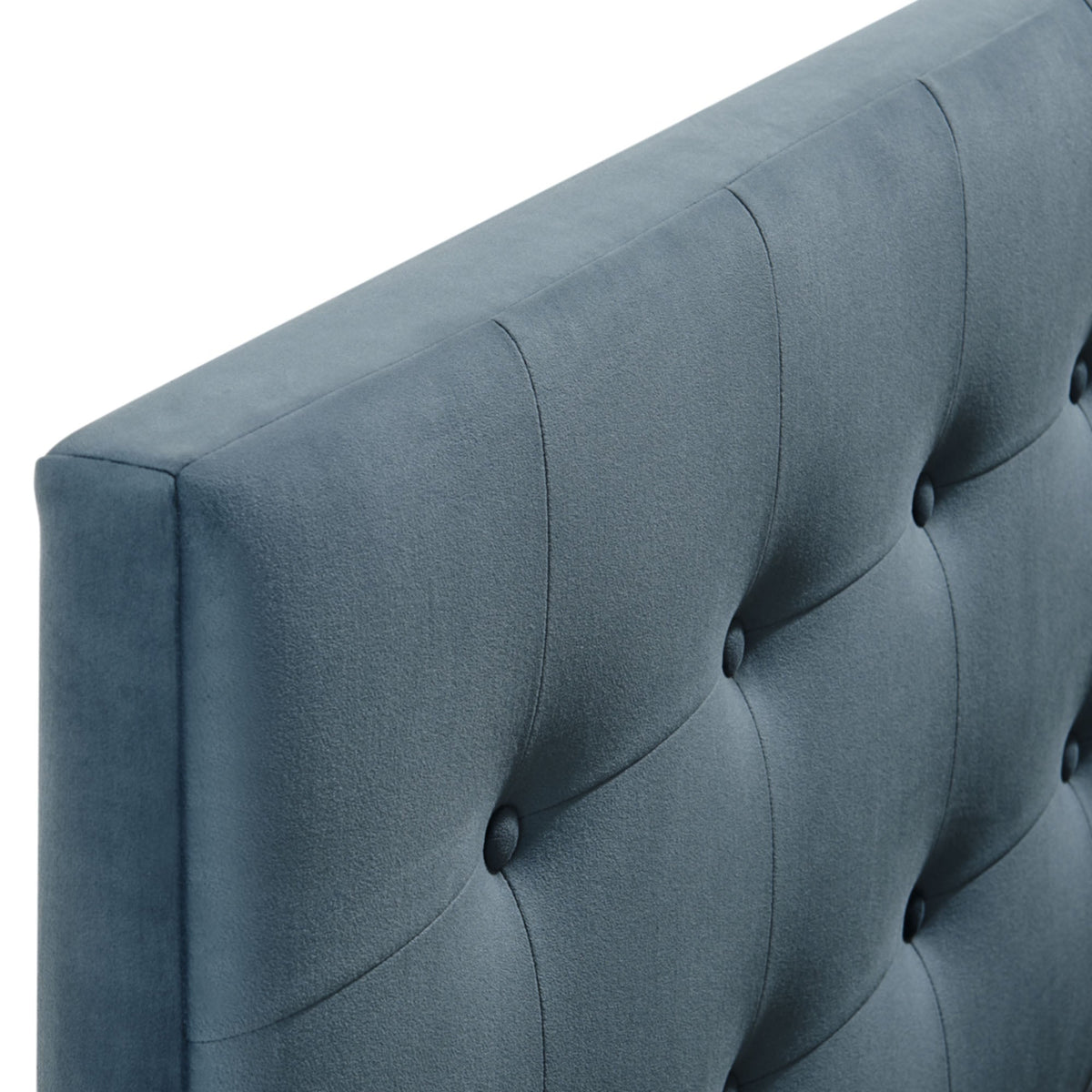 Emily Stain-Resistant Performance Velvet Headboard in blue-gray, tufted curved panels by Modway on Tampa Home & Garden Store