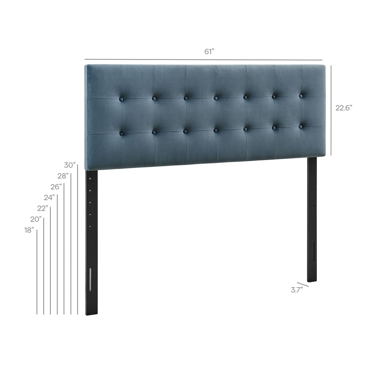 Emily Stain-Resistant Performance Velvet Headboard in blue tufted fabric by HouseOfZazla on Tampa Home & Garden Store