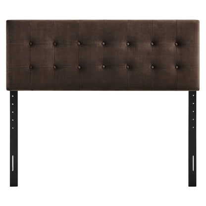 Emily Stain-Resistant Performance Velvet Headboard in brown, tufted grid with buttons by Modway on Tampa Home & Garden Store