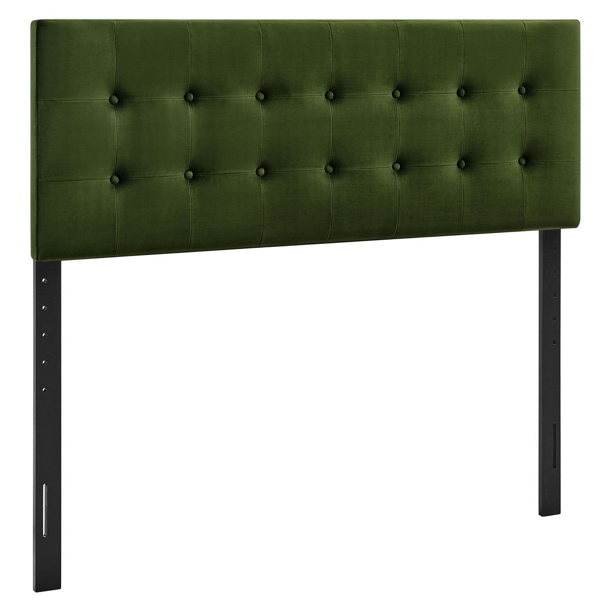 Headboard Emily Stain-Resistant Performance Velvet emerald green, tufted pattern, metal legs on Tampa Home & Garden Store