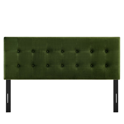 Emily Stain-Resistant Velvet Headboard by Modway emerald tufted with black legs on Tampa Home & Garden Store