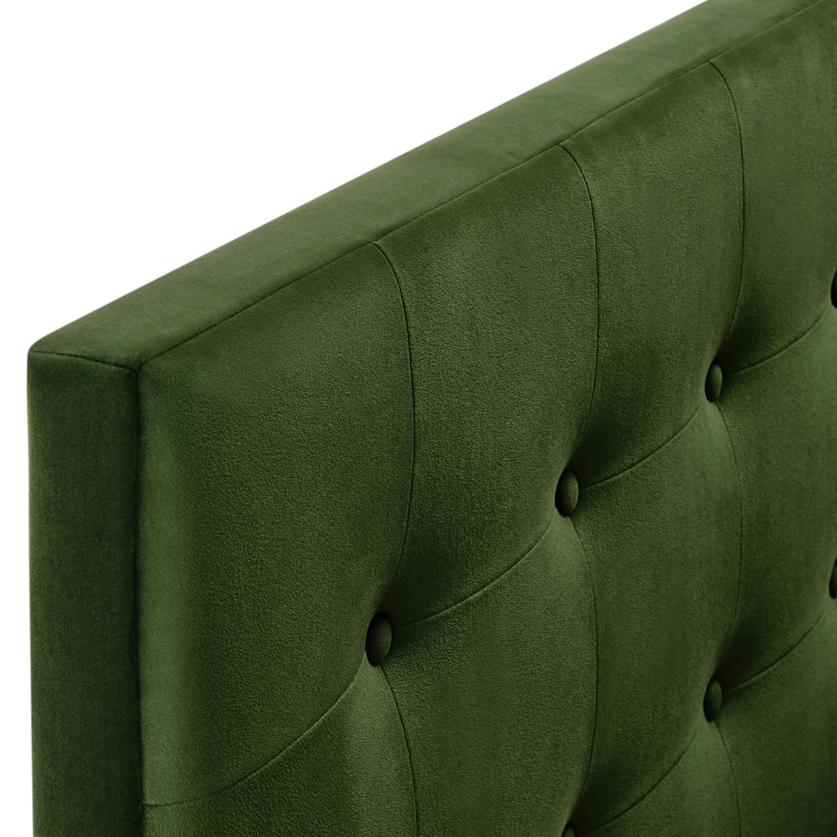Emily Stain-Resistant Performance Velvet Headboard in green with tufted panels on Tampa Home & Garden Store