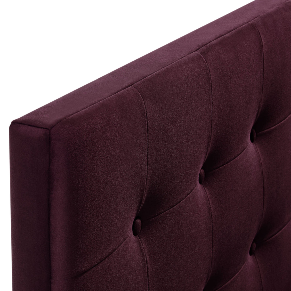 Emily stain-resistant velvet headboard in burgundy with curved panel on Tampa Home & Garden Store