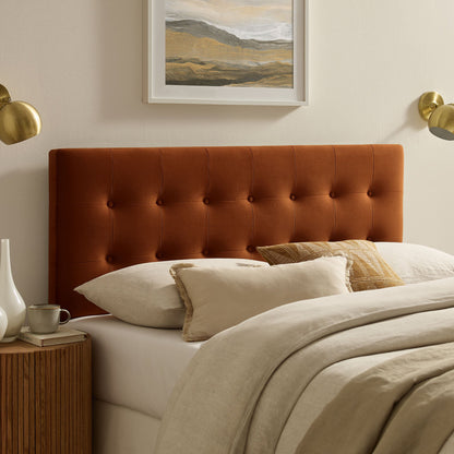 Emily Stain-Resistant Performance Velvet Headboard by Modway, burnt orange tufted velvet on Tampa Home & Garden Store