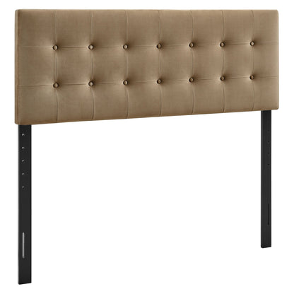Emily Stain-Resistant Performance Velvet Headboard in tan, tufted with button grid by Modway on Tampa Home & Garden Store