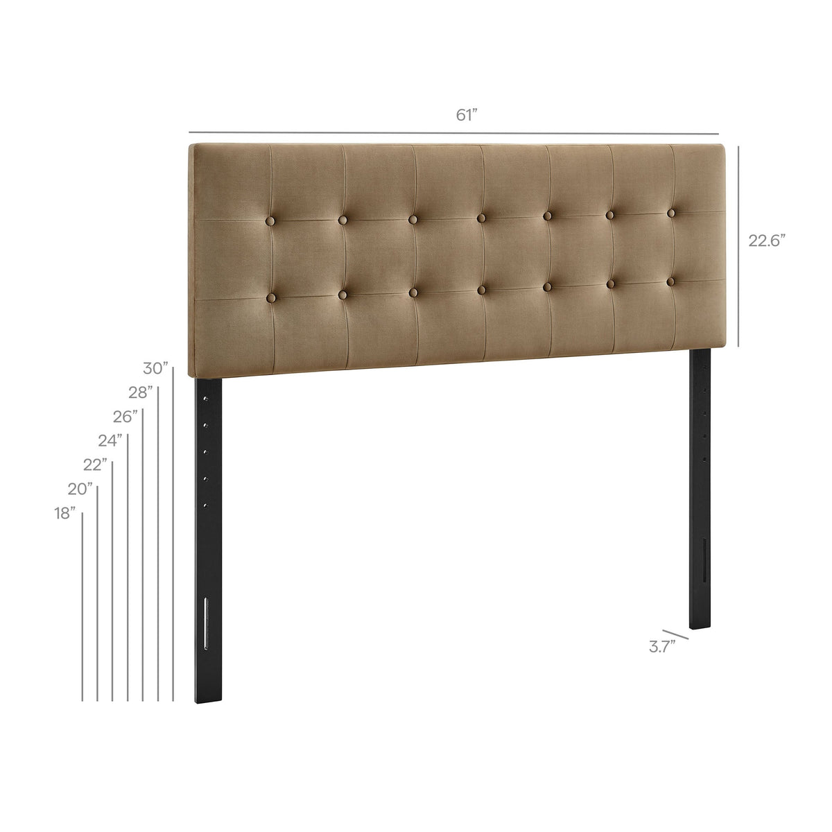 Emily Stain-Resistant Performance Velvet Headboard beige button-tufted velvet Modway on Tampa Home & Garden Store