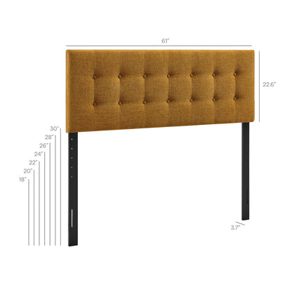 Emily Fabric Upholstered Headboard by Modway in golden mustard fabric with button tufting on Tampa Home & Garden Store