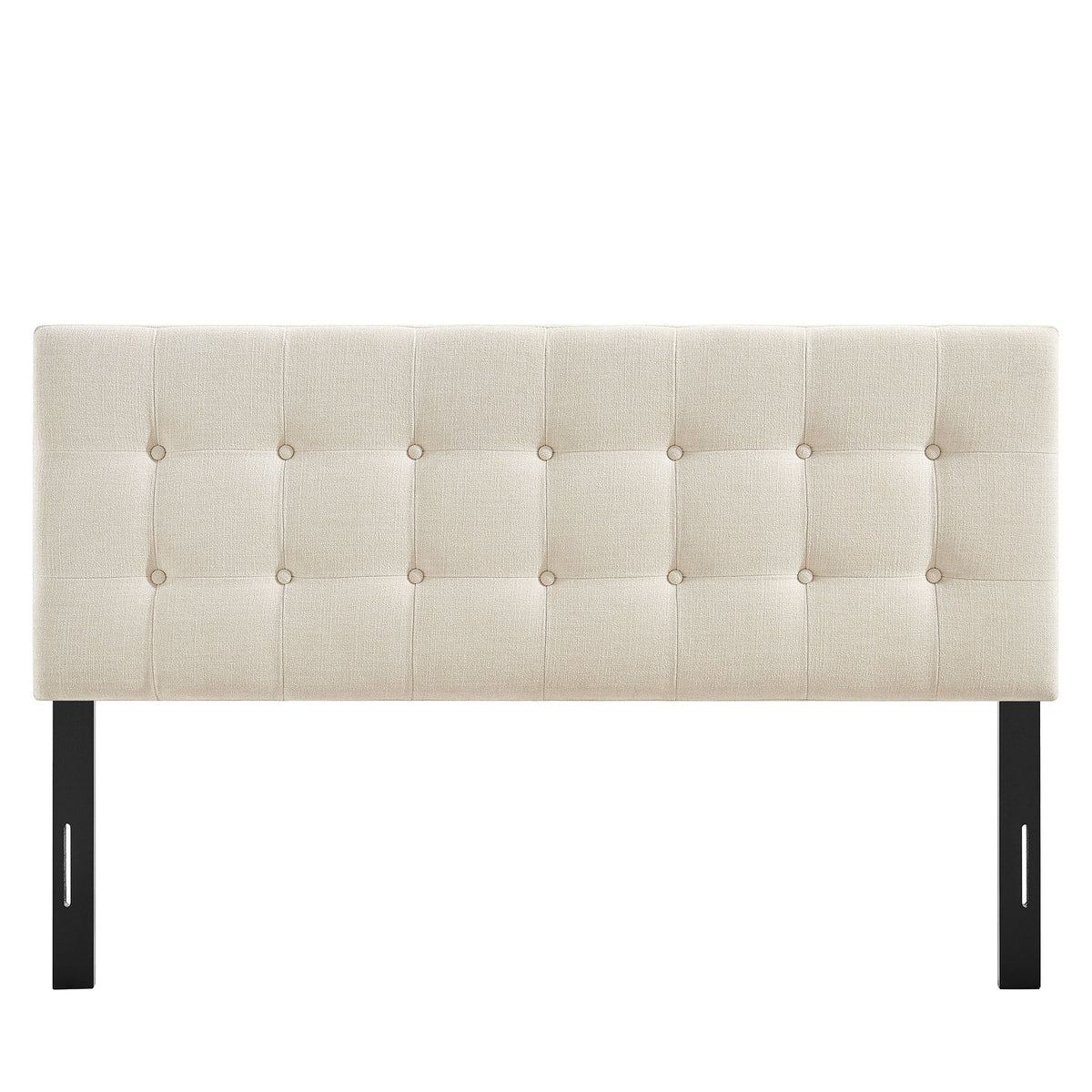 Emily Fabric Upholstered Headboard beige fabric with tufted grid by HouseOfZazla on Tampa Home & Garden Store