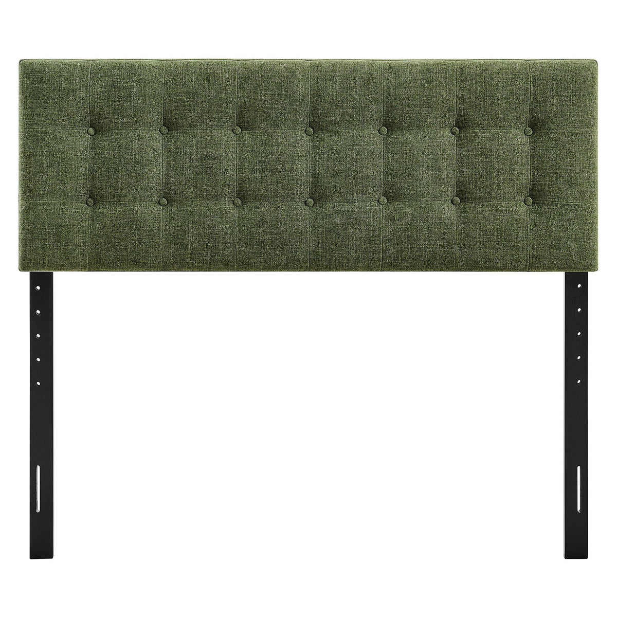 Emily Fabric Upholstered Headboard by Modway, green tufted fabric with buttons, black metal legs on Tampa Home & Garden Store