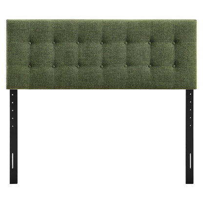 Emily Fabric Upholstered Headboard by Modway, green tufted fabric with buttons, black metal legs on Tampa Home & Garden Store