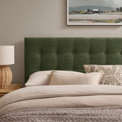 Emily fabric upholstered headboard in forest green with tufted detailing on Tampa Home & Garden Store