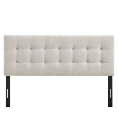 Emily Fabric Headboard beige tufted and black legs HouseOfZazla on Tampa Home & Garden Store