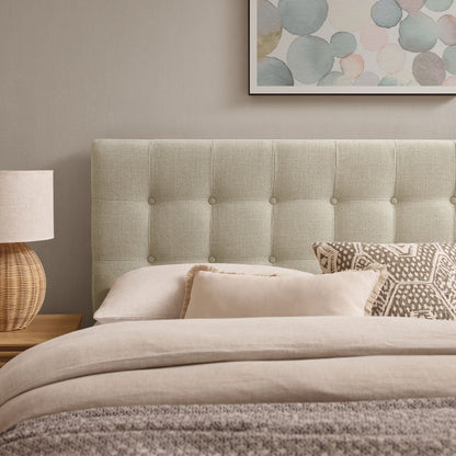Emily Fabric Upholstered Headboard by Modway in beige fabric with tufted button details on Tampa Home & Garden Store
