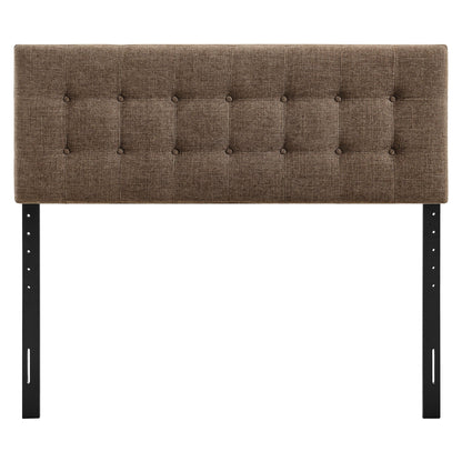 Emily Fabric Upholstered Headboard brown tufted fabric with buttons, metal legs by Modway on Tampa Home & Garden Store
