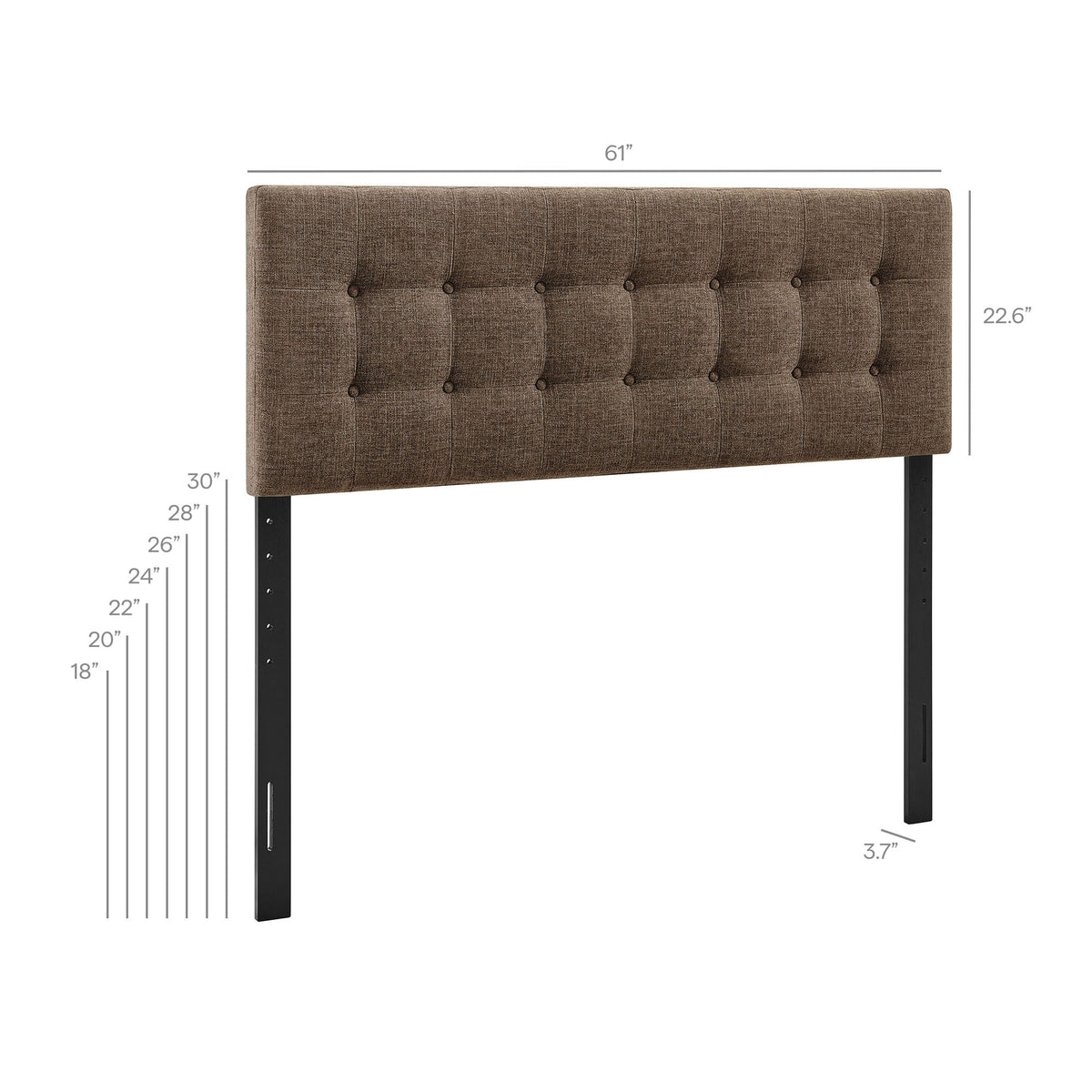 Emily Fabric Upholstered Headboard, brown textured fabric, tufted button details, HouseOfZazla on Tampa Home & Garden Store