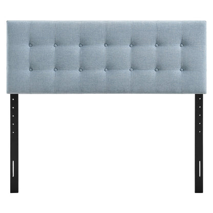 Emily fabric upholstered headboard in blue with tufted square pattern by HouseOfZazla on Tampa Home & Garden Store