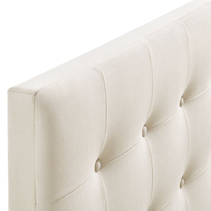 Headboard Emily Stain-Resistant Velvet in cream with tufted panels by HouseOfZazla on Tampa Home & Garden Store