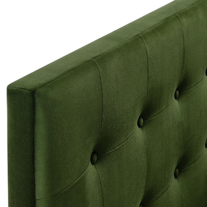 Emily Stain-Resistant Performance Velvet Headboard in green velvet with tufted panels on Tampa Home & Garden Store