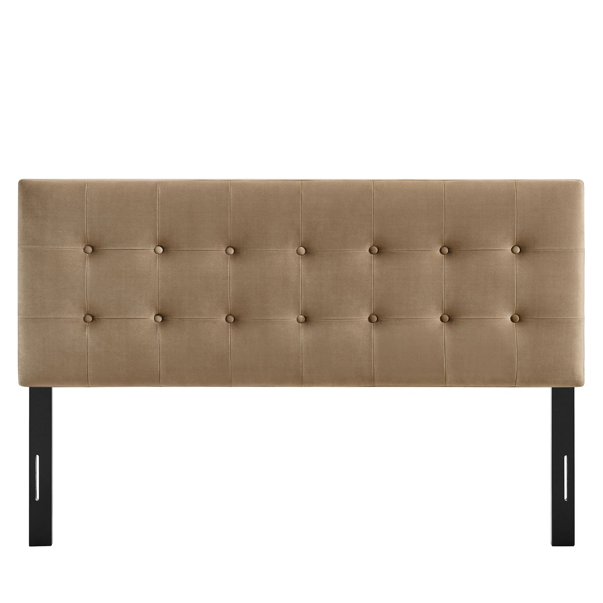 Emily Stain-Resistant Velvet Headboard in beige with tufted grid pattern by HouseOfZazla on Tampa Home & Garden Store