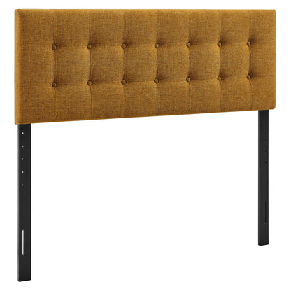 Emily Fabric Upholstered Headboard mustard yellow tufted with button details and black legs on Tampa Home & Garden Store