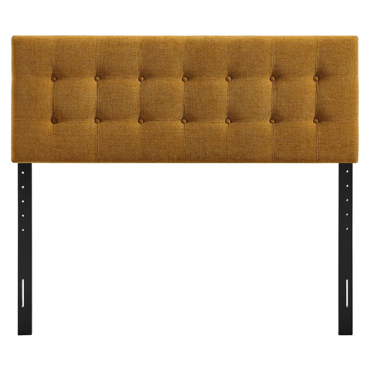 Emily Fabric Upholstered Headboard in mustard-yellow fabric with tufted grid and buttons on Tampa Home & Garden Store